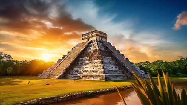 Die erstaunliche Pyramide von Kukulcan in Chichen Itza auf der Halbinsel Yucatan