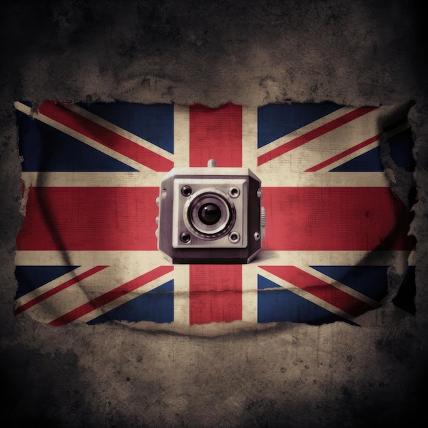 Die Essenz Großbritanniens einfangen Ein hochauflösendes Bild mit der britischen Jack-Flagge und einem Webc