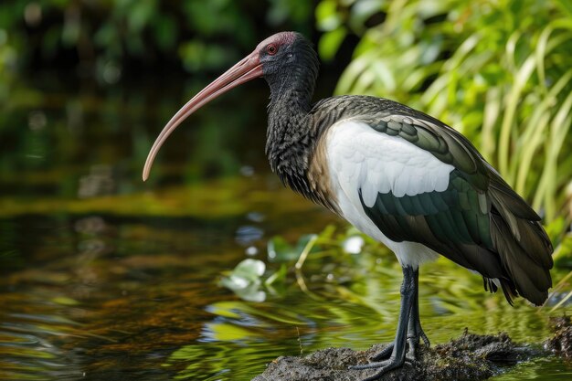 Foto die exquisiten details des nördlichen bald ibis