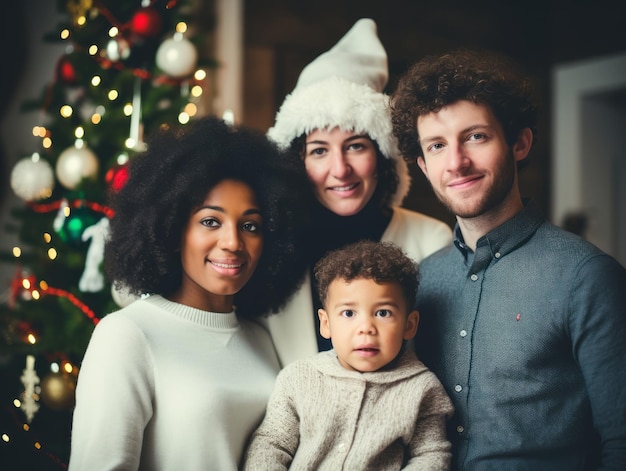 Die Familie Interracial genießt es, gemeinsam Heiligabend zu feiern