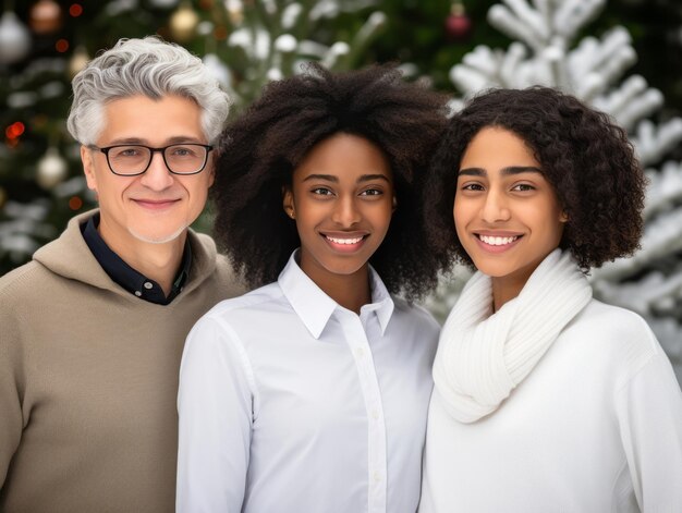 Die Familie Interracial genießt es, gemeinsam Heiligabend zu feiern