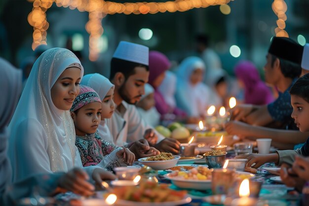 Foto die familien-iftar-abendfeier wurde gefilmt