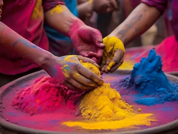 Foto die farben des indischen holi-festivals