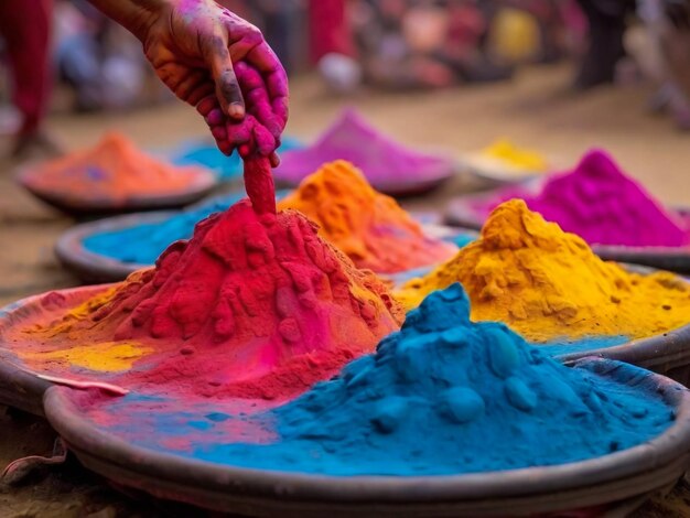 Foto die farben des indischen holi-festivals