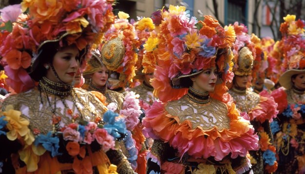 Die farbenfrohe Parade feiert die traditionelle thailändische Kultur mit Tänzen und Kostümen, die von künstlicher Intelligenz generiert wurden