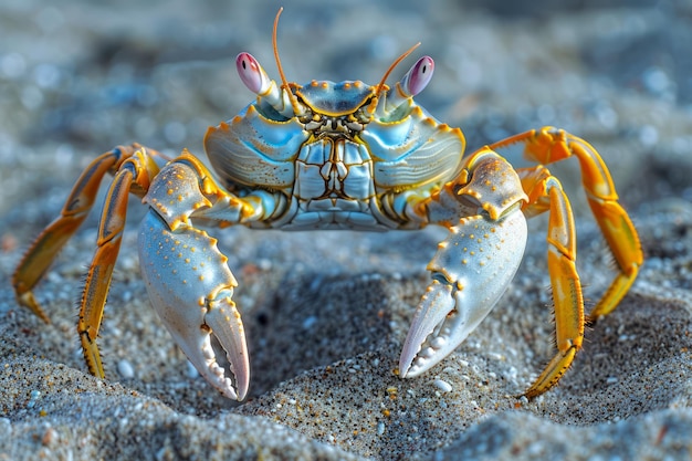 Die farbenfrohe Sally Lightfoot-Krabbe steht trotzig auf Küstenfelsen mit einem detaillierten Exoskelett