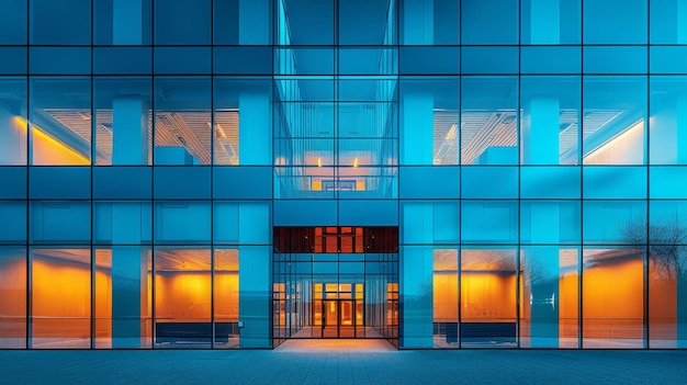 Die Fassade eines modernen Bürogebäudes aus einem abstrakten Blickwinkel