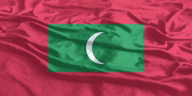 Die Flagge der Malediven schwingt aus der Nähe