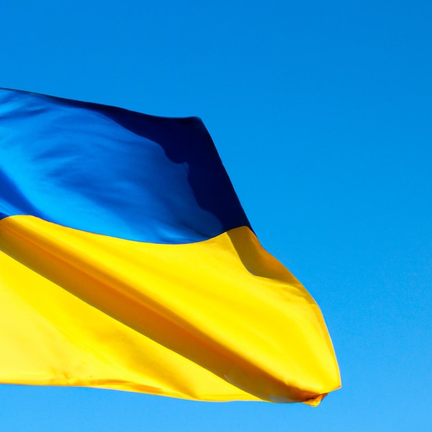 Die Flagge der Ukraine weht im Wind