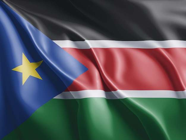 Die Flagge des Südsudan fladdert und winkt