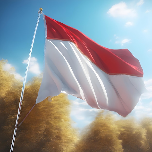 Die Flagge Indonesiens oder Monacos weht im Wind