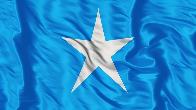 Die Flagge ist isoliert, Nahaufnahme einer somalischen Flagge, die im Wind weht. Generative KI