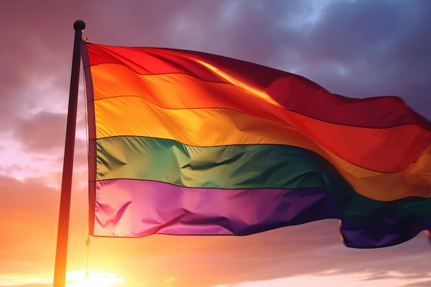 Die Flagge von LGBT weht im Wind