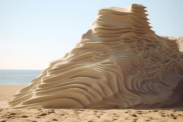 Foto die flüssigkeitswellen des sandschlosses, die vom wind gekämmt werden