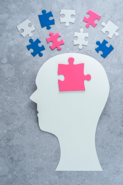 Die Form eines menschlichen Kopfes mit verschiedenen Arten von Geschlechtsidentitäts-Puzzles