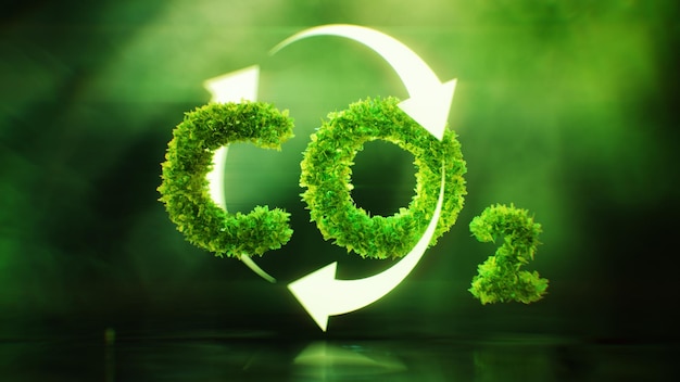Foto die frage der auswirkungen von kohlendioxid auf das klima und die globale erwärmung in form eines co2-symbols