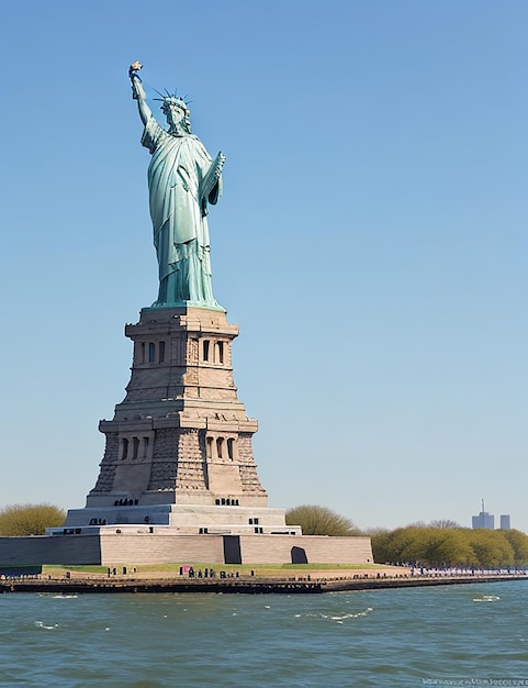 Foto die freiheitsstatue auf der liberty island in new york