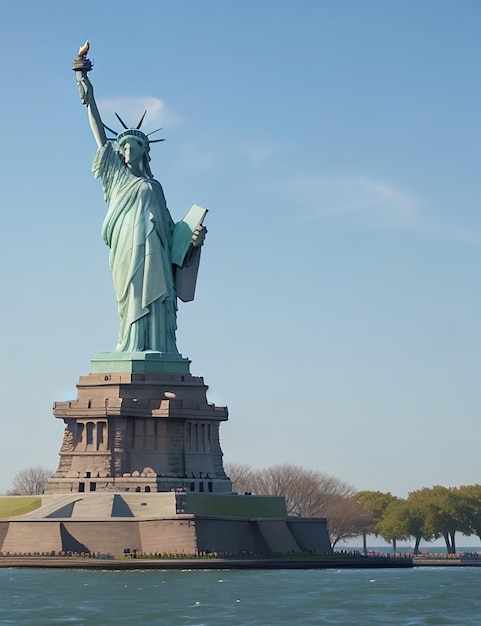 Foto die freiheitsstatue auf der liberty island in new york