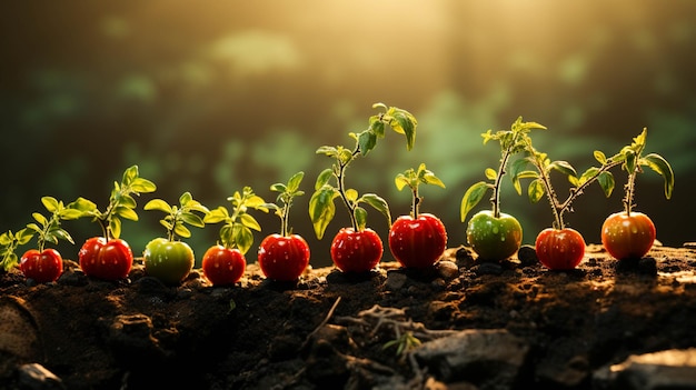 Die Frische des neuen Lebens in einer Reihe gesunder Ernährungsideen wächst