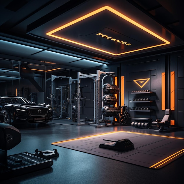 Die Garage wurde in ein Fitnessstudio umgewandelt