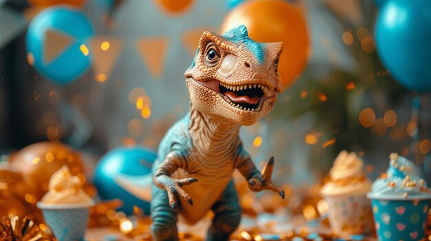 Foto die generative ki von toy dinosaur celebration.