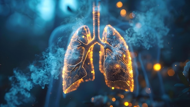 Die gesundheitlichen Auswirkungen der Umweltverschmutzung Lungenkrankheiten Krebs und Zusammenbruch des Atemwegs Konzept Umweltverunreinigung Gesundheitsrisiken Atemwegserkrankungen Lungenkrebs Vorbeugungsmaßnahmen