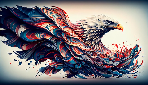 Die gewellte amerikanische Flagge mit einem Adler symbolisiert die generative KI