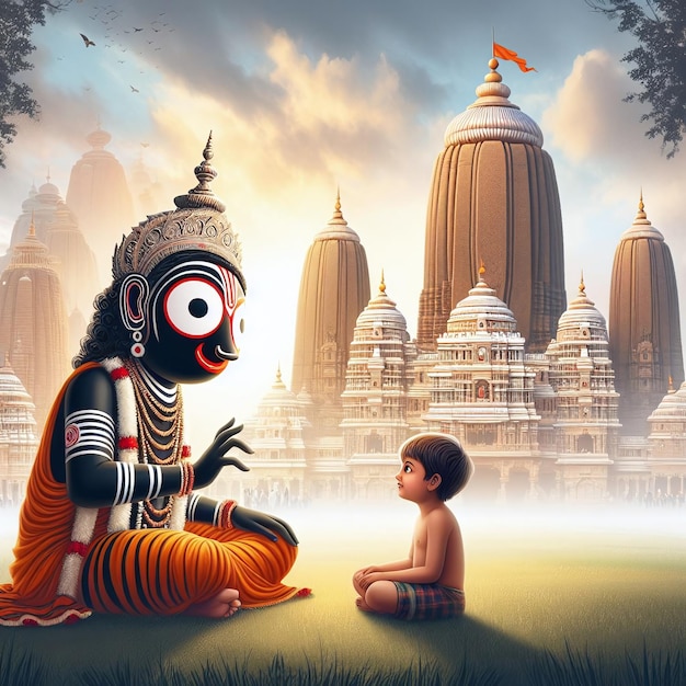 Foto die göttliche führung von lord jagannath - lektionen für einen jungen anhänger