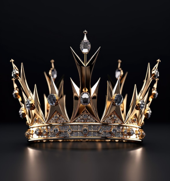 Foto die goldene krone eines königs oder einer königin auf schwarzem hintergrund im niedrigen winkel