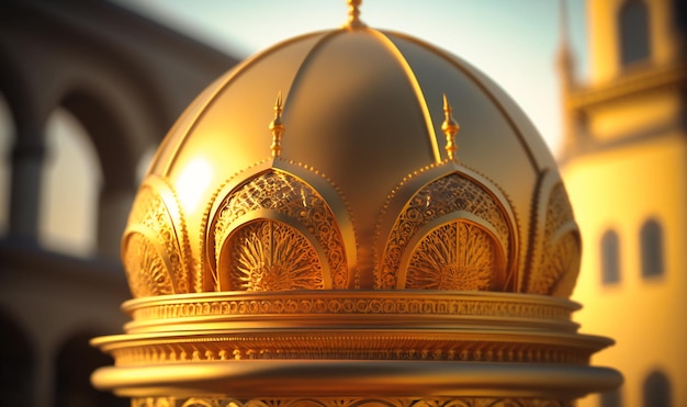 Die goldene Kuppel einer Moschee, die in der Sonne glänzt