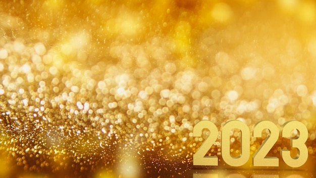 Die Goldzahl 2023 für Neujahr oder Feierkonzept 3D-Rendering
