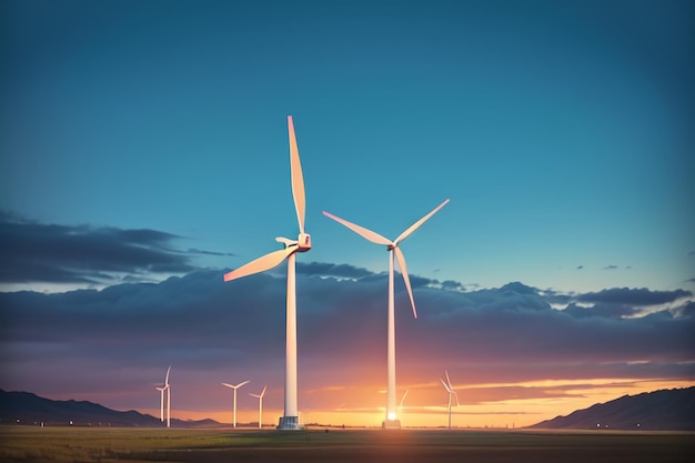 Die große Windkraftanlage ist eine neue Art der sauberen Energie und des Umweltschutzes