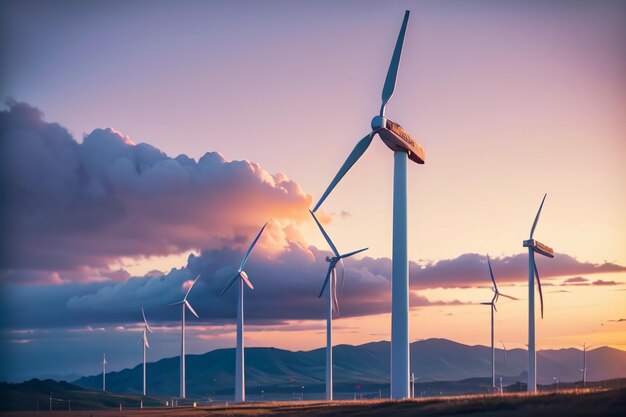 Foto die große windkraftanlage ist eine neue art der sauberen energie und des umweltschutzes