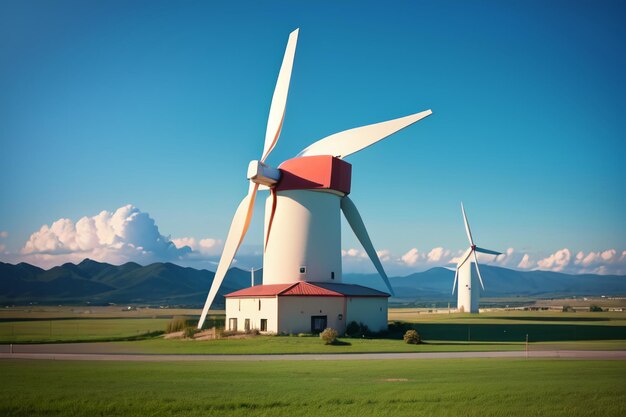 Die große Windkraftanlage ist eine neue Art der sauberen Energie und des Umweltschutzes