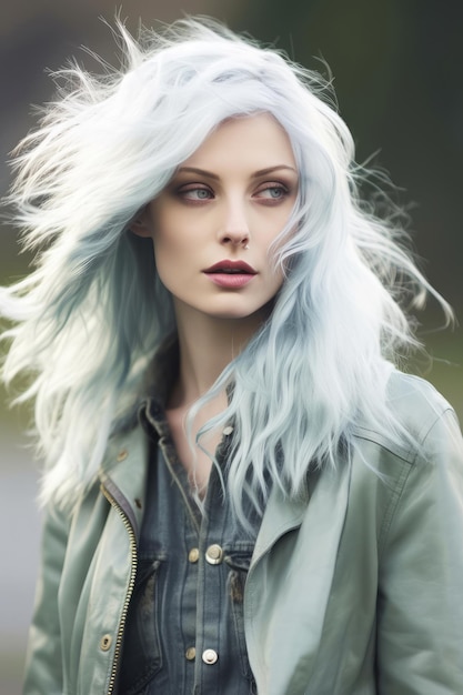 Die Haarfarbe ist hellblau mit dem Wort „Haar“ darauf.