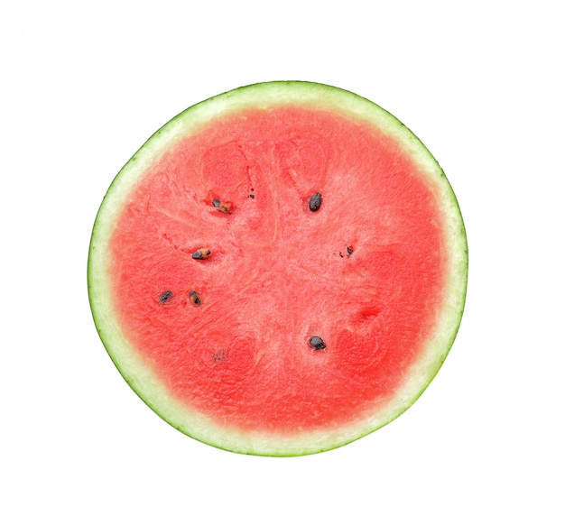 Die Hälfte der Wassermelone isoliert auf Weiß