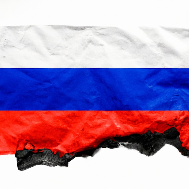 die halb - verbrannte russische Flagge