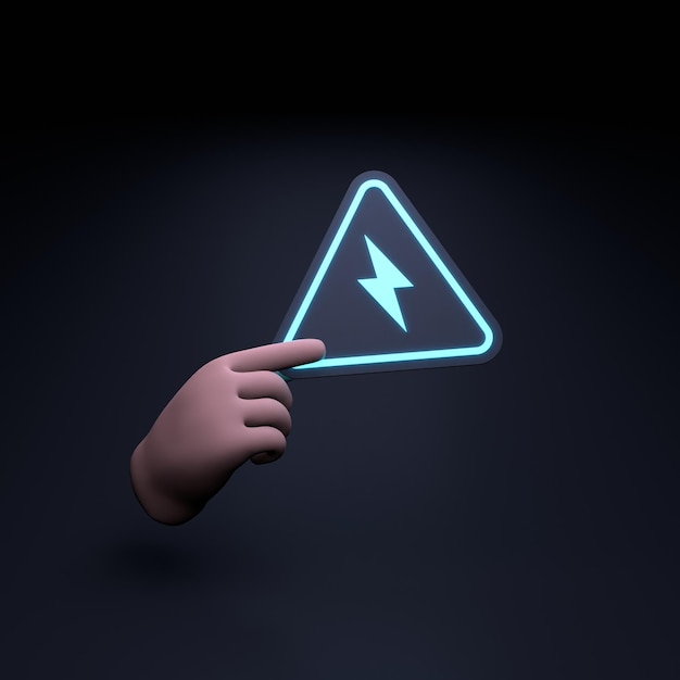 Die Hand hält das gefährliche Symbol 3D-Darstellung