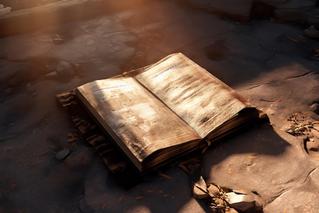 Die Heilige Bibel auf dem Boden wurde von der KI generiert