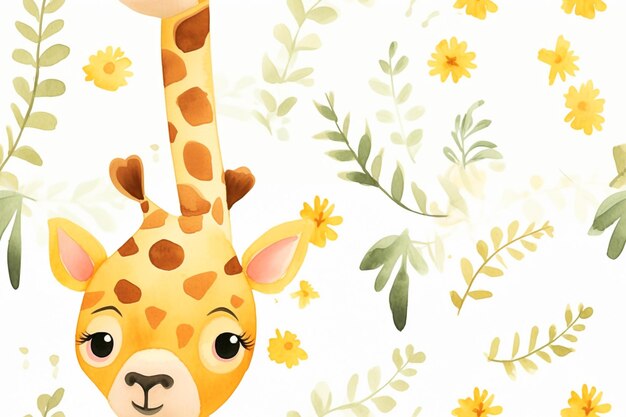 Foto die herrliche giraffe in aquarellen