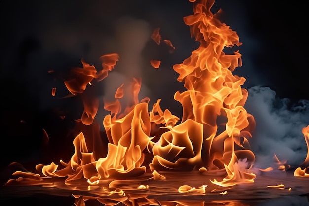 Die hypnotisierenden orangefarbenen Flammen tanzten anmutig vor dem pechschwarzen Hintergrund