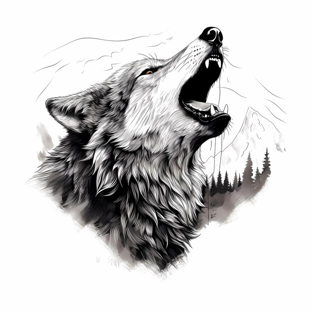 Die Illustration des Heulenden Wolfes