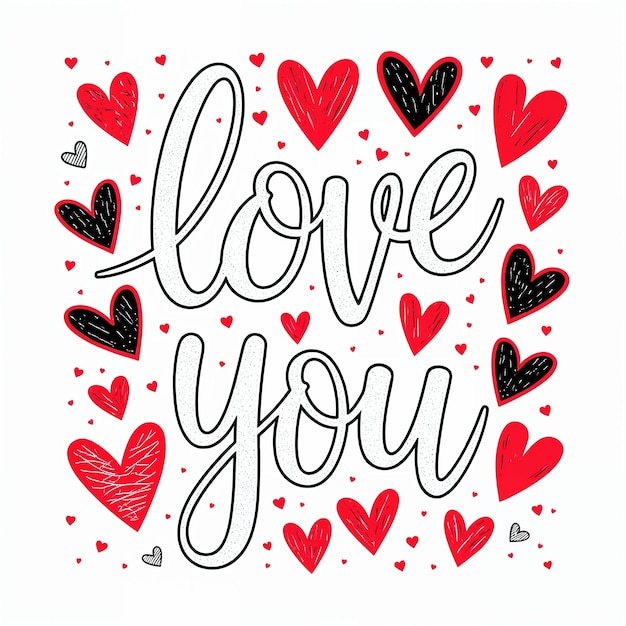 Die Illustration Love You Heart für den Valentinstag