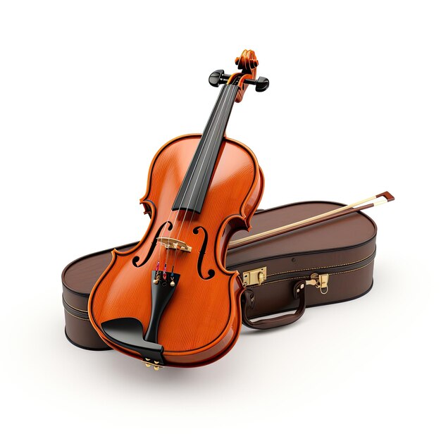 Foto die illustration zeigt eine bezaubernd perfekte violine mit schwarzem bogenetui