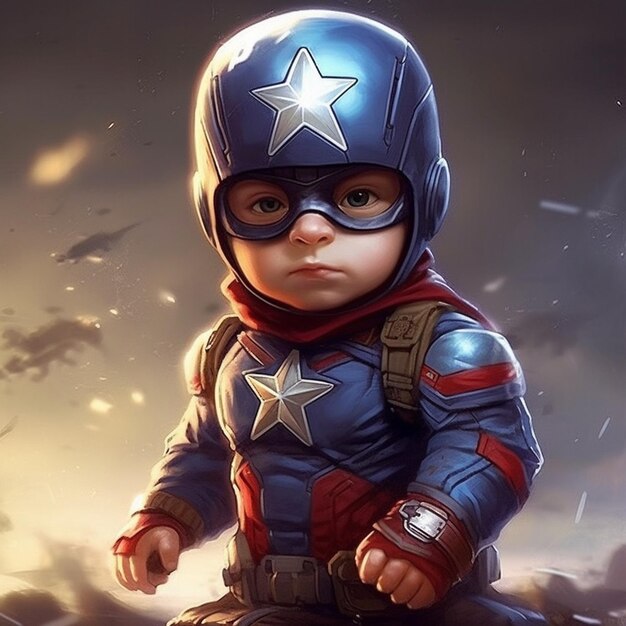 Die illustrierte Figur von Baby Captain America