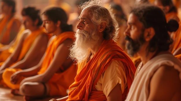 Foto die interaktionen zwischen gurus und jüngern am guru purnima