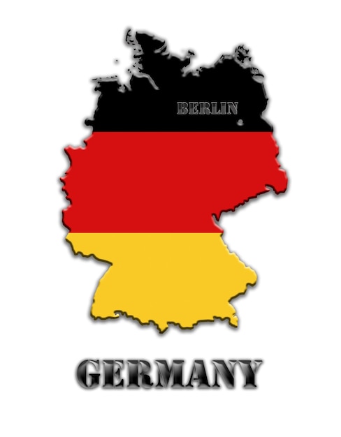Die Karte unter der Farbe einer Flagge Deutschlands