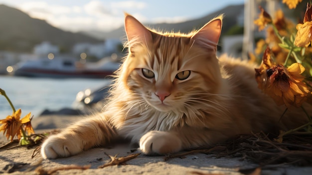 Die Katze am Strand, ruhiger Moment