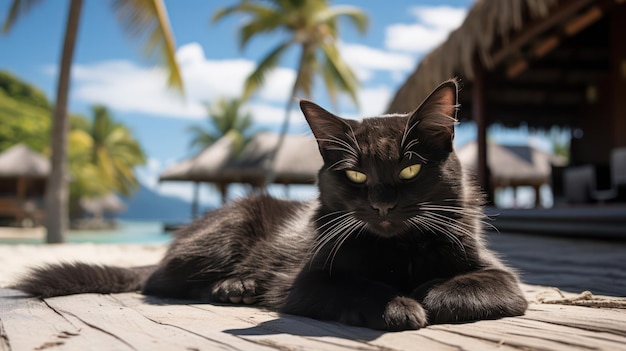 Die Katze am Strand, ruhiger Moment