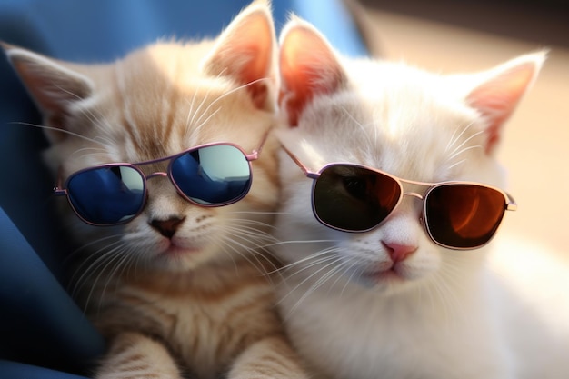 Die Katze trägt eine Sonnenbrille